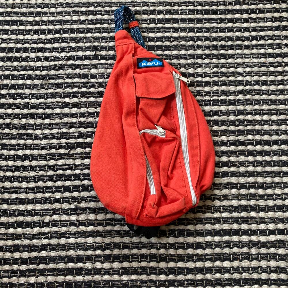 🌿Kavu Orange Blue Canvas Adjustable Sling Small Rope Bag